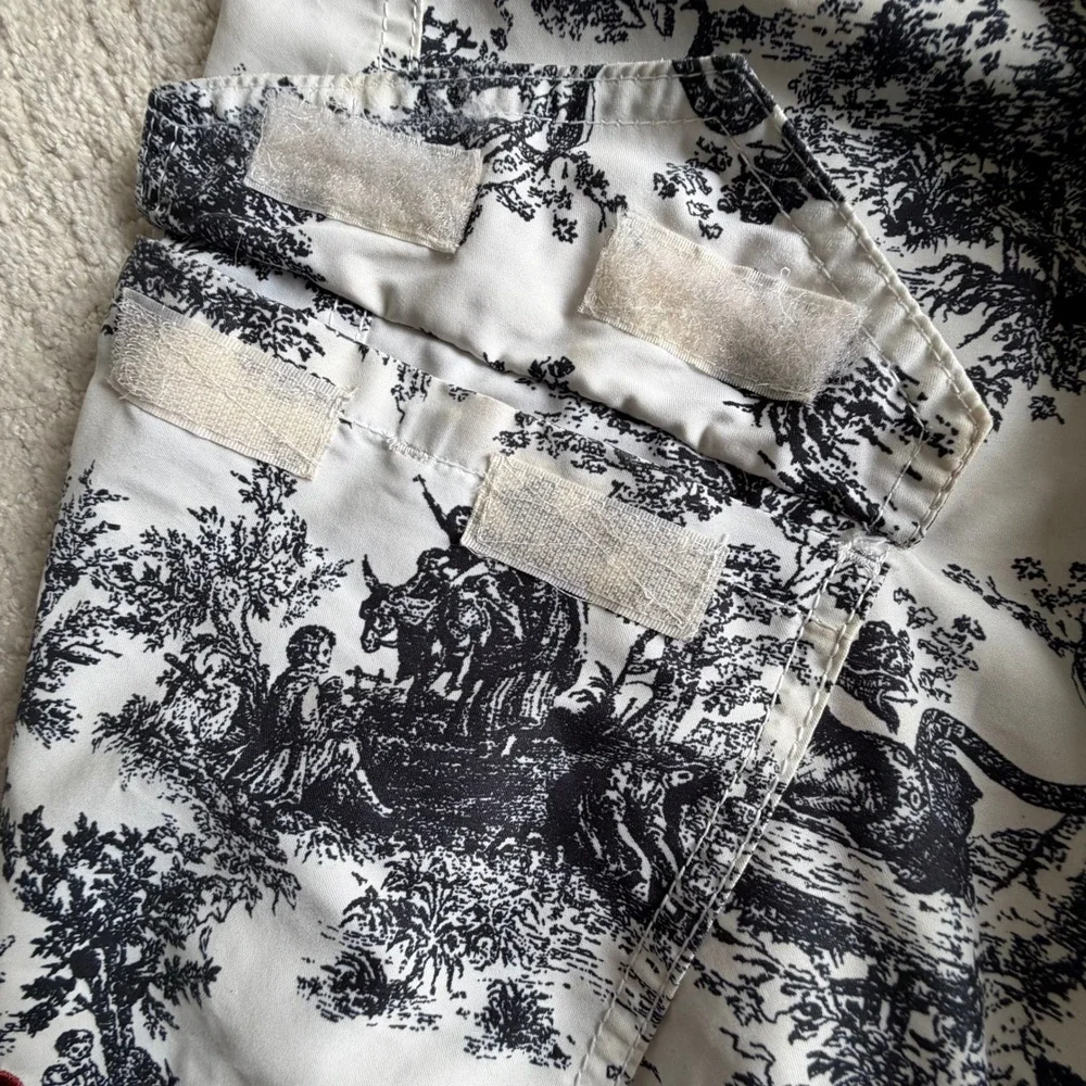 Analog Mens Board Shorts Toile Print Swim Trunks White Black Rust Size 36M Beach